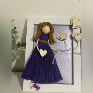 Handmade macrame doll frame